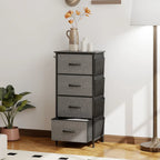 Chest of Four Fabric Drawers - Charcoal Grey