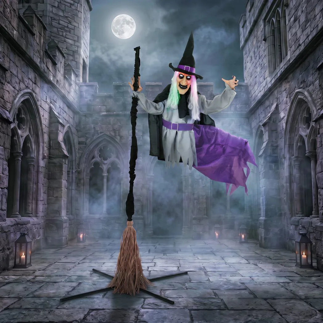 Animated Flying Halloween Witch — 200cm