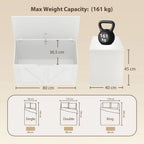 100L Home Storage Box, with Safety Hinge - White Wood-Effect