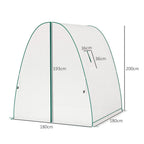 Outsunny Polytunnel Greenhouse with Sandbags, Walk-In Tunnel Green House with 2 Doors and Screen Windows, 1.8 x 1.8 x 2m, White