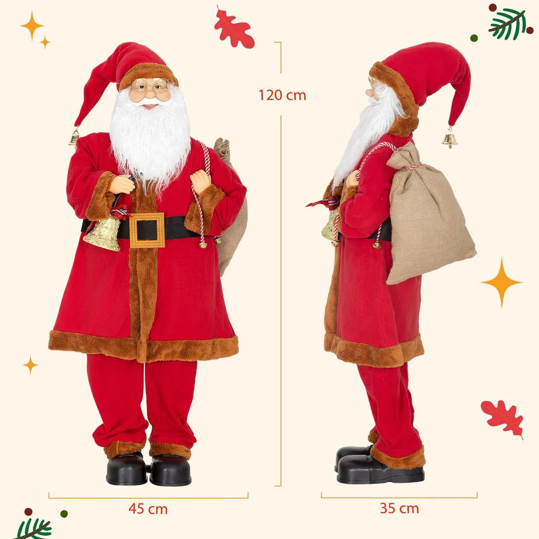 4ft Singing Santa Claus Figure with with Waving Head- Red