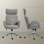 Office Chair with Adjustable Headrest, Spring Pack, Curved Line, Boucle Fabric - Charcoal Grey