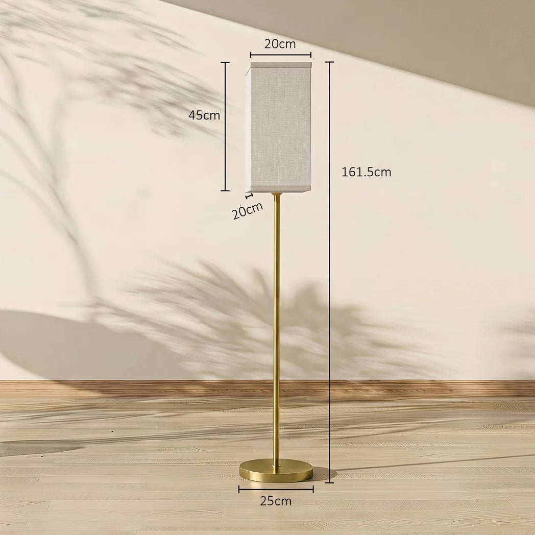 Floor Lamp, Modern Standing Lamp with Linen Shade and Foot Switch, Tall Lamps for Bedroom, Bulb not Included, Gold Tone