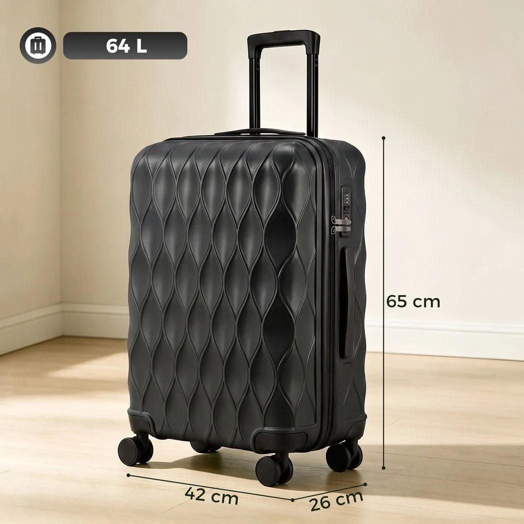 2-Piece Luggage Set, ABS Hard Shell Carry On Suitcase Set with TSA Lock, Spinner Wheels, 12/20 inch, Black