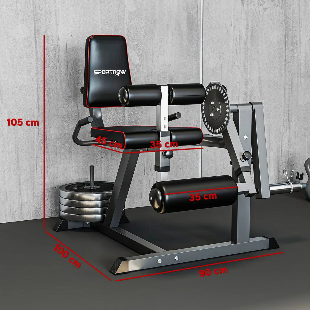 SPORTNOW Seated Leg Extension and Curl Machine, Adjustable Leg Raise Machine and Curl Machine with Plate Loaded for Hip, Thigh, Lower Body Workout