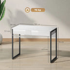 High Gloss Work Table, with Drawers - White
