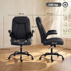Linen-Look Computer Desk Chair, Executive Office Chair with Flip-Up Armrests and Thick Cushion, Black