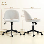 Teddy Fleece Office Chair with Wheels - Cream White