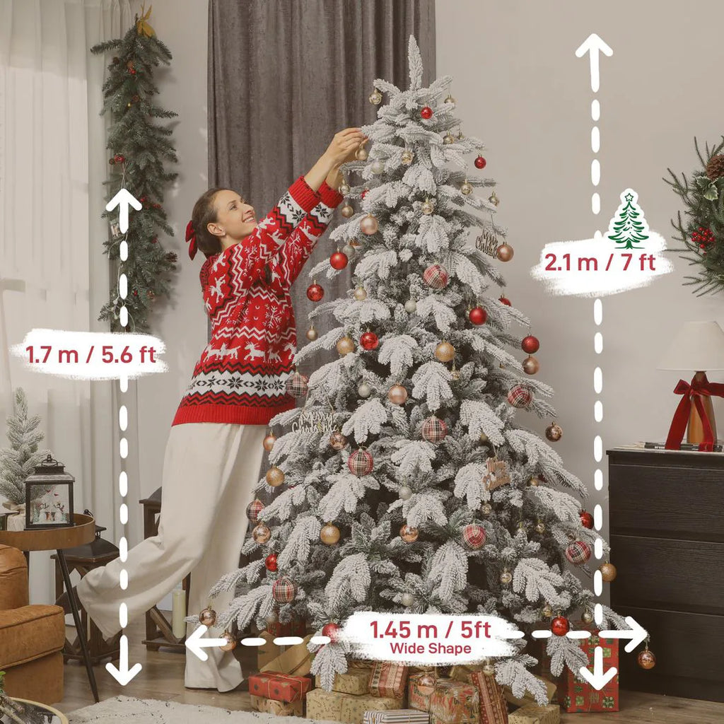 7ft Super Flocked Christmas Tree - Green/White