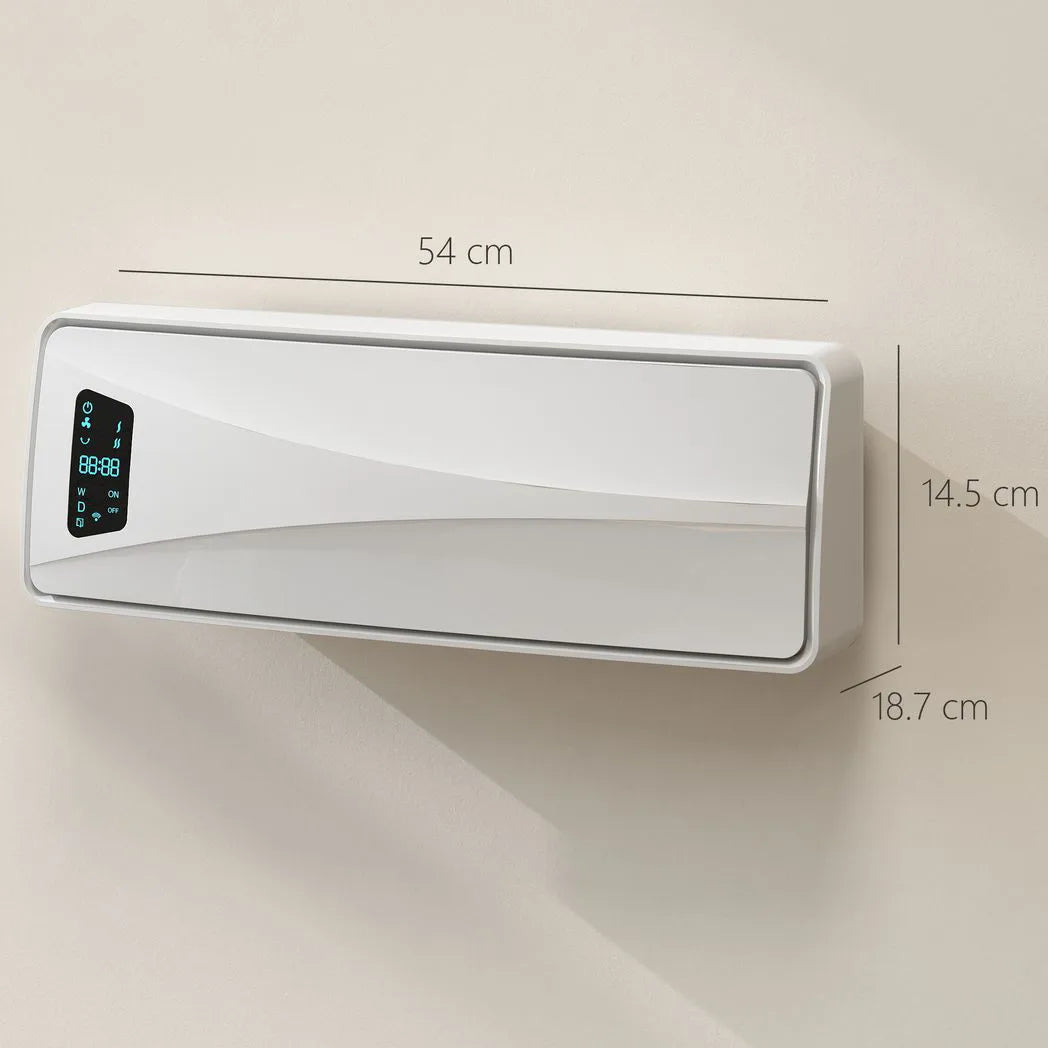 2000W Ceramic Electric Heater with Fan, Adjustable Thermostat, Wall Mounted - White