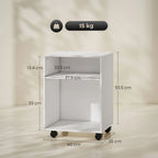 2-Tier Printer Stand with Storage, Under Desk Printer Cart on Wheels, White