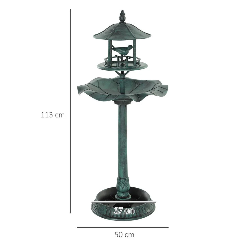 Outsunny 3-in-1 Garden Bird Bath, Freestanding Birdbath with Large Water Basin, Underneath Flower Planter, F50 x 113 cm, Green