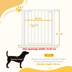 PawHut Baby Gate, Pet Safety Gate Pressure Fit, 76-81cm Wide with Two-Way Open, One-Hand Opening