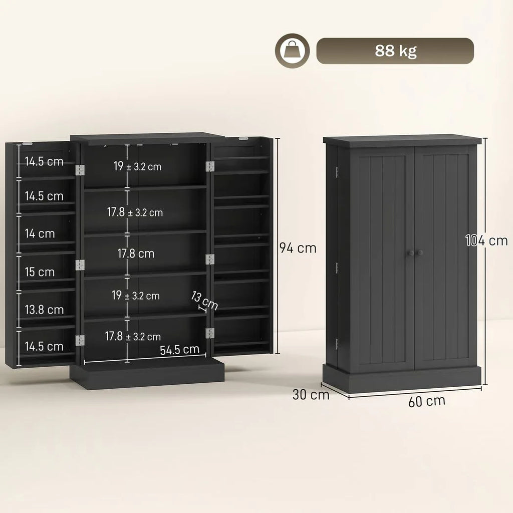 Kitchen Cupboard, Freestanding Multi-Storage Kitchen Pantry Cabinet with Adjustable Shelves, Black