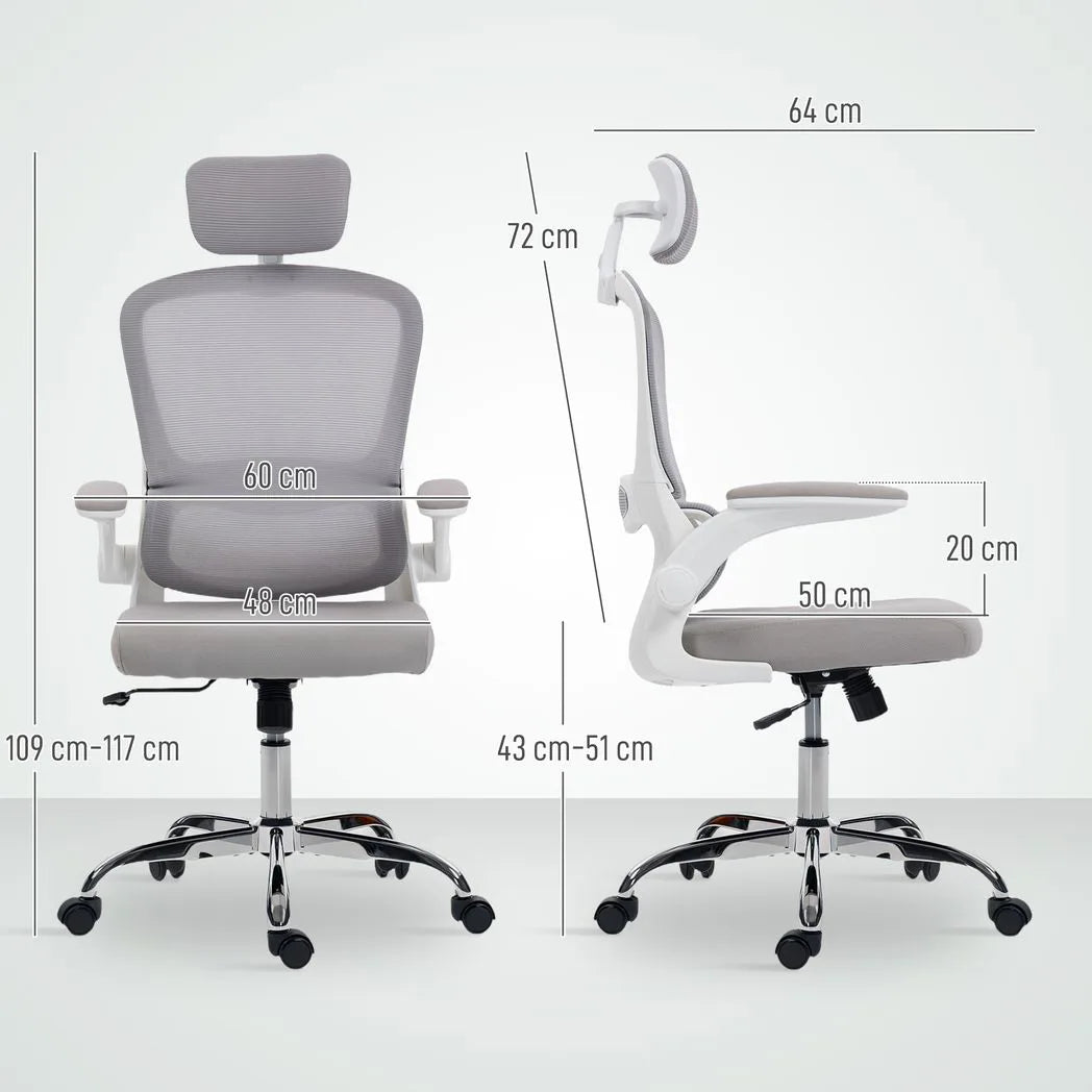 Mesh Back Office Chair, with Lumbar Support - Grey