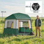 Outsunny Cabin Tent Easy Setup 3000mm Waterproof Camping Tent 4 Person with Carrying Bag Green