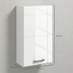 kleankin Bathroom Wall Cabinet, High Gloss Bathroom Storage Cabinet with Soft-Close Door, 3 Shelves, Adjustable Shelf, White