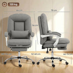 Ergonomic Executive Office Chair, Reclining Desk Chair with Lumbar Support, Footrest, Plush Thick Cushion, Grey