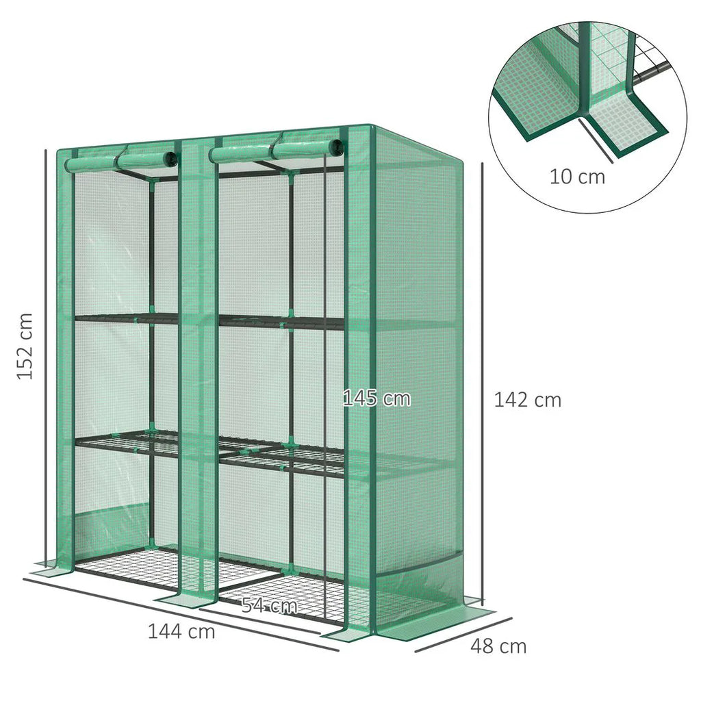 Outsunny Three-Tier Mini Greenhouse - Green