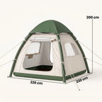 Outsunny Inflatable Camping Tent with Rainfly, 2-3 Man Air Tent 3000mm Waterproof Blow Up Tents, Beige