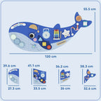 AIYAPLAY Whale Activity Wall Busy Board, 13 in 1 Montessori Inspired Sensory Wall Panel for Playroom Nursery Boys Girls 2, Blue