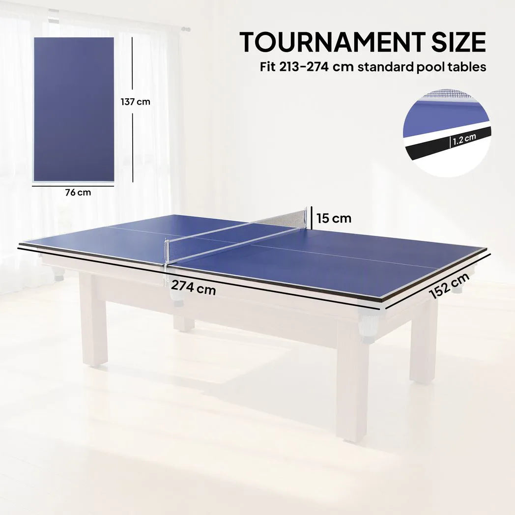 SPORTNOW 9 ft Folding Ping Pong Table Top for Billiard Tables, Table Tennis Conversion Top with Net, Foam Padding, Blue