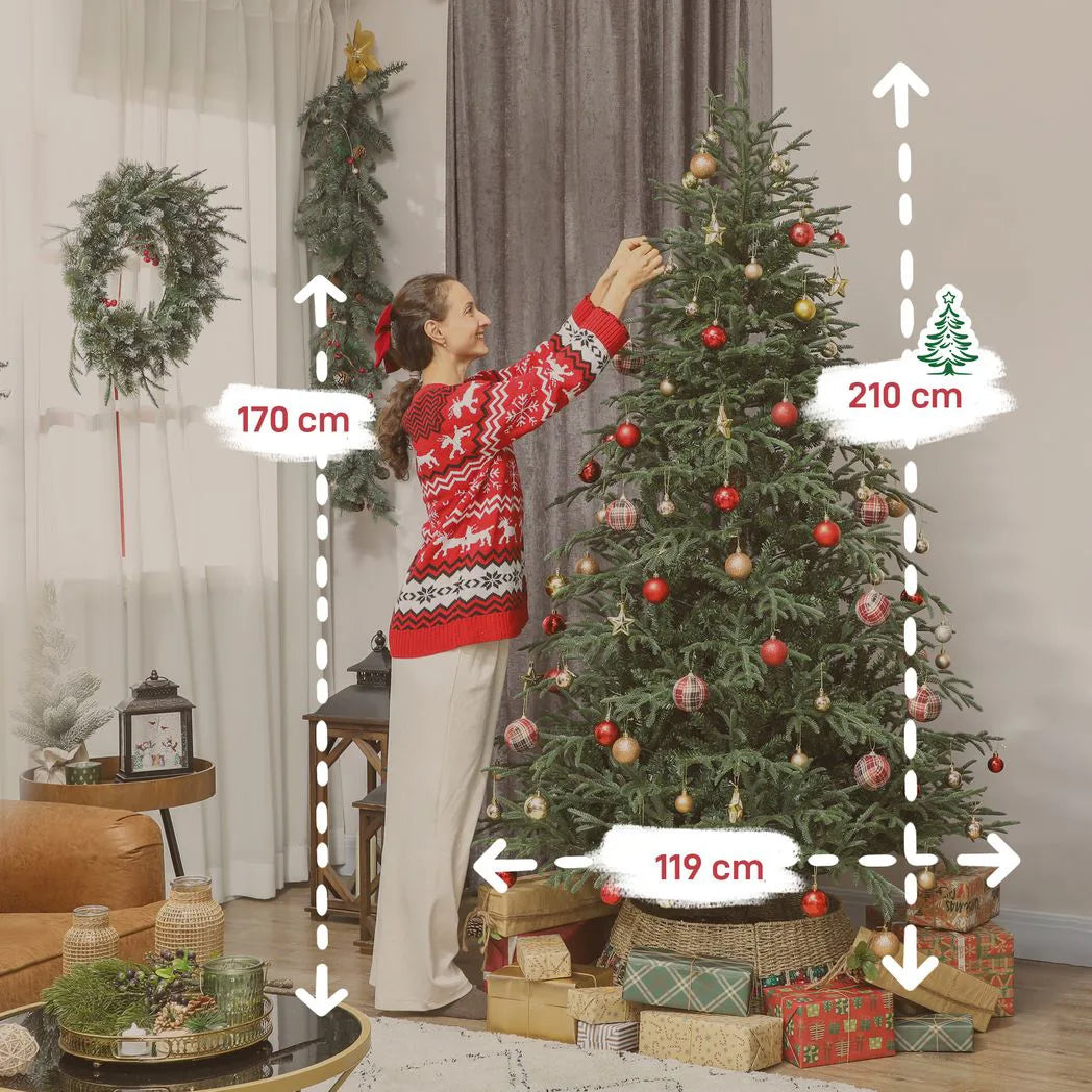 HOMCOM 7 ft Full Spruce Christmas Tree with Realistic Dense Tips, Easy Assembly - Green