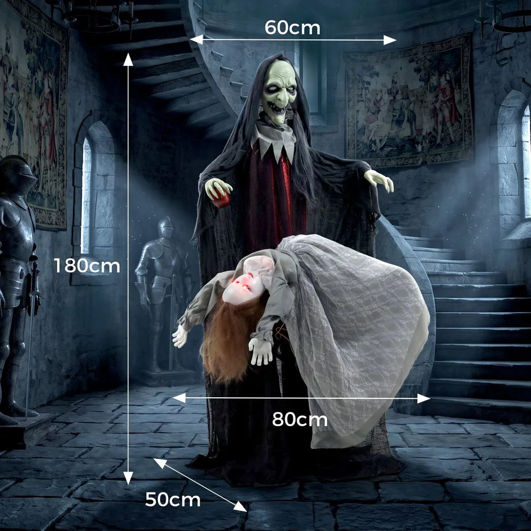 Animated Halloween Witch with Floating Ghost