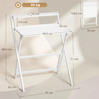 70 cm Folding Computer Desk with Monitor Shelf - White
