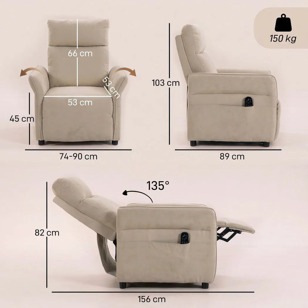 Push-Back Recliner with Massage & Heat — Beige