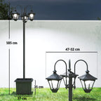 Outsunny Solar Lamp Post with Dusk-to-Dawn Sensor Street Light with 3-Head Planter 185 cm Black
