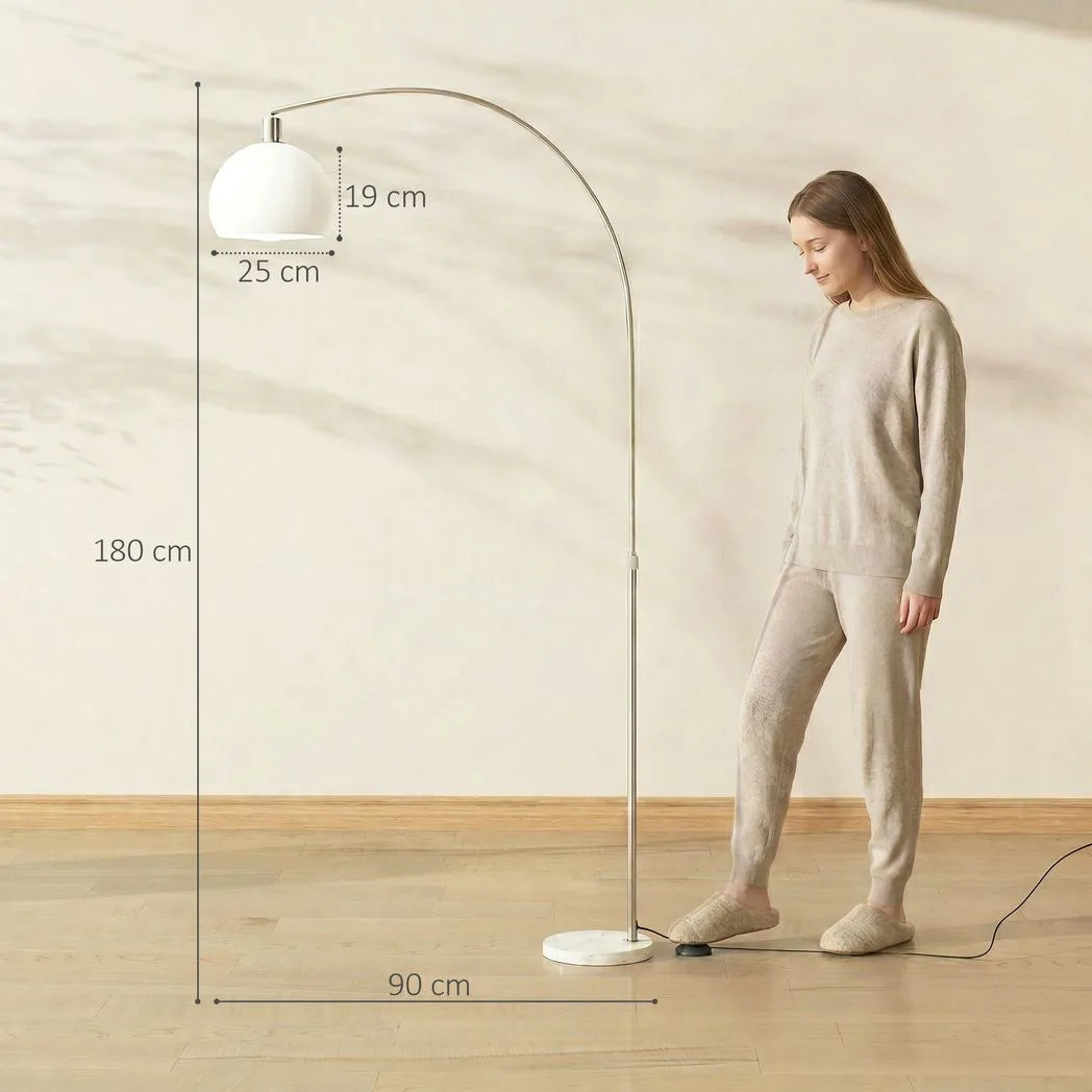 Floor Lamp for Living Room, Modern Standing Lamp with Shade & Foot Switch for Bedroom, Office, White