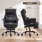 Office Chair, 180kg Heavy Duty Linen Computer Desk Chair with Lumbar Support, Wide Seat, Spring Cushion, Black