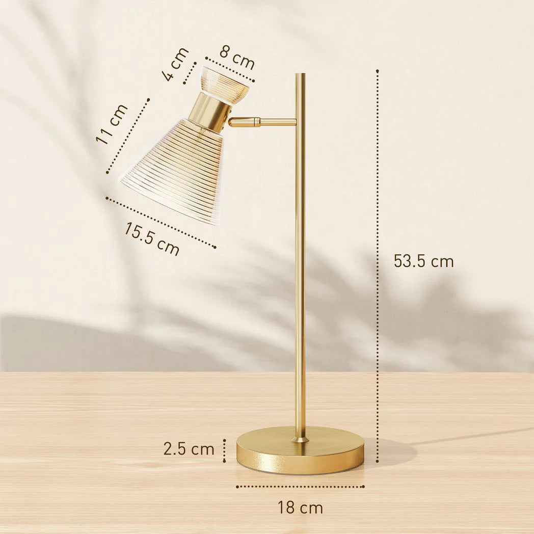 Modern Table Lamp, Bedside Lamp with Adjustable Flower-Shaped Head and E27 Socket for Living Room Bedroom Study, Bulb Not Included, Gold Tone