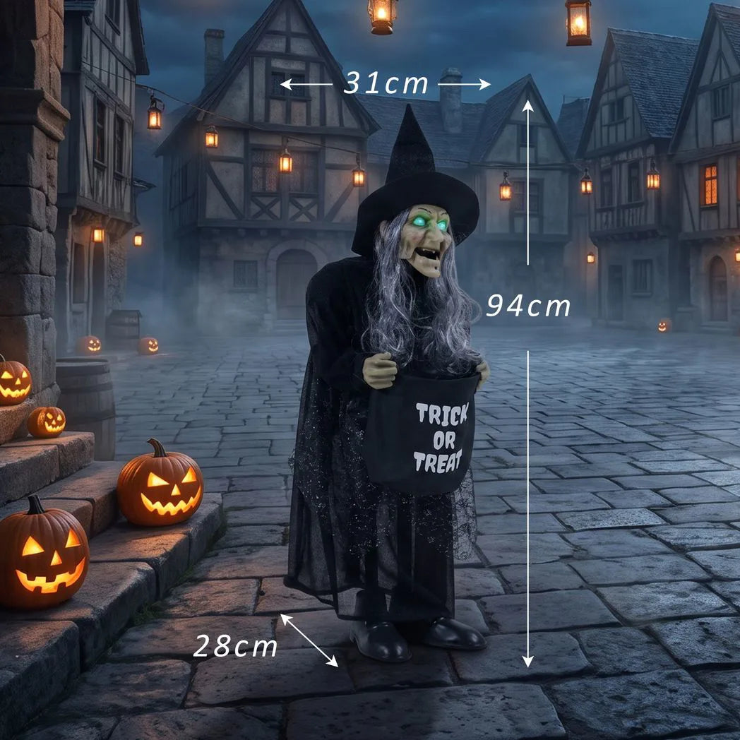 Animated Halloween Witch with Light-Up Eyes — 94cm