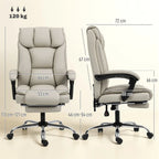 HOMCOM Pet-Friendly Faux Leather Computer Desk Chair, Executive Office Chair with Footrest and Double-Layer Padding, Khaki