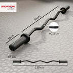 SPORTNOW 4ft Olympic EZ Curl Bar, Barbell Bar for 2" Weight Plates with Non-Slip Hand Grip 120cm