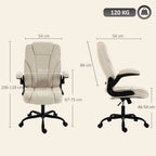Office Chair, Ergonomic Desk Chair with Flip-up Armrest, Pocket Springs, Swivel Wheels, Adjustable Height, Beige