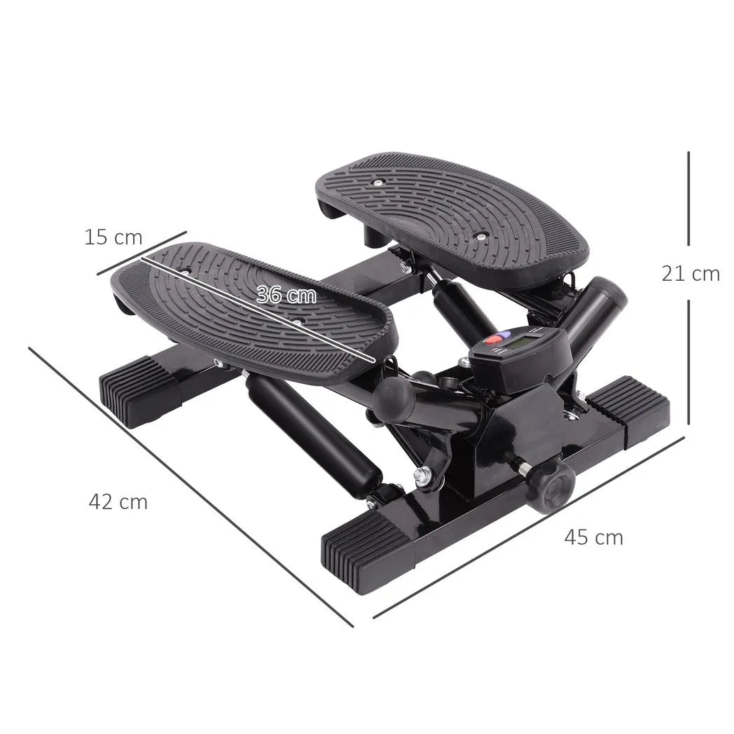 Portable Mini Stepper, Exercise Fitness Machine for Legs Arms Thigh Toner Toning Machine, Stair Steps Workout Training Fitness, with Resistance Bands and Floor Mat, Black