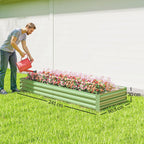 Outsunny Metal Raised Garden Bed Planter Box Outdoor Planters for Growing Flowers, Herbs, Green, Light Green