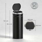 50L Automatic Motion Sensor Rubbish Bin with Fingerprint Resistant, Stainless Steel, Black