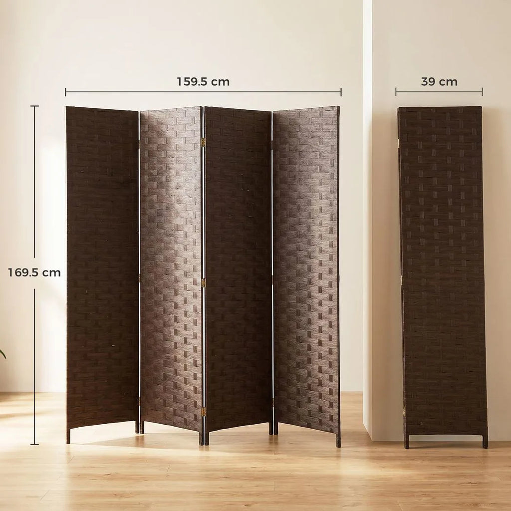 Wave Fibre Freestanding Folding Privacy Screen Panels, Room Divider, Dark Brown
