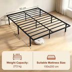 5ft King Bed Frame with Underbed Storage, Metal Platform Bed Frame with Steel Slat Support, No Box Spring Needed