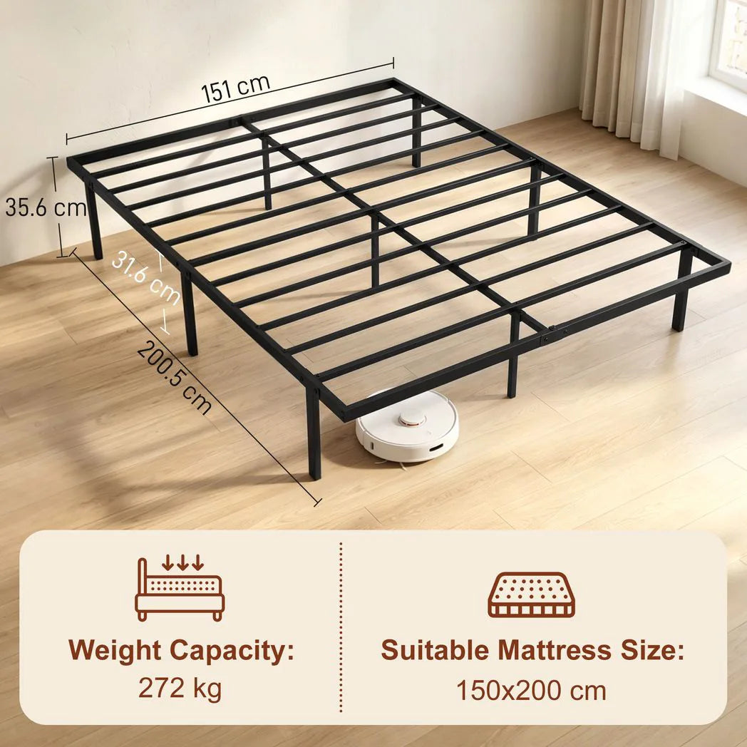 5ft King Bed Frame with Underbed Storage, Metal Platform Bed Frame with Steel Slat Support, No Box Spring Needed