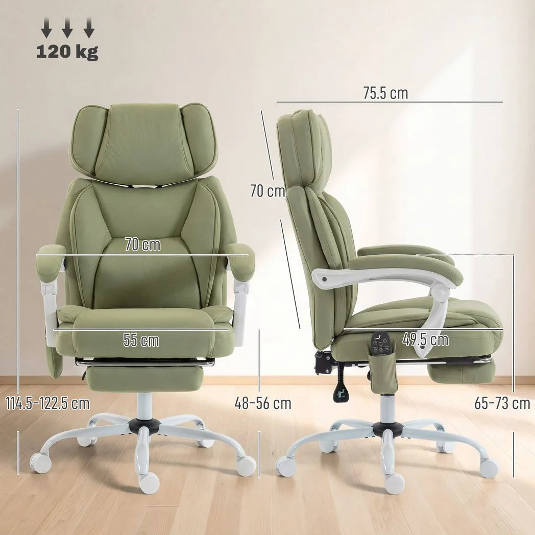 High Back Vibration Massage Office Chair Heated Reclining Computer Chair w/ Adjustable Height, Swivel Wheels, Lime Green