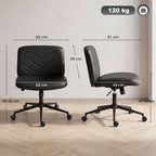 HOMCOM Home Office Desk Chair Height Adjustable Swivel Chair Cross Legged Wide Seat Swivel Wheels Black