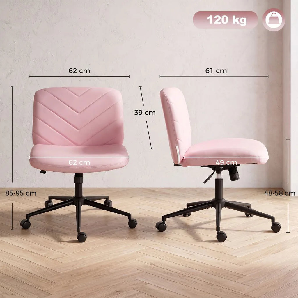 Home Office Desk Chair Height Adjustable Swivel Chair Cross Legged Wide Seat Swivel Wheels Pink