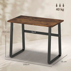 Industrial Writing Desk With Metal Legs, 100 x 58 x 74.5cm, Rustic Brown and Black