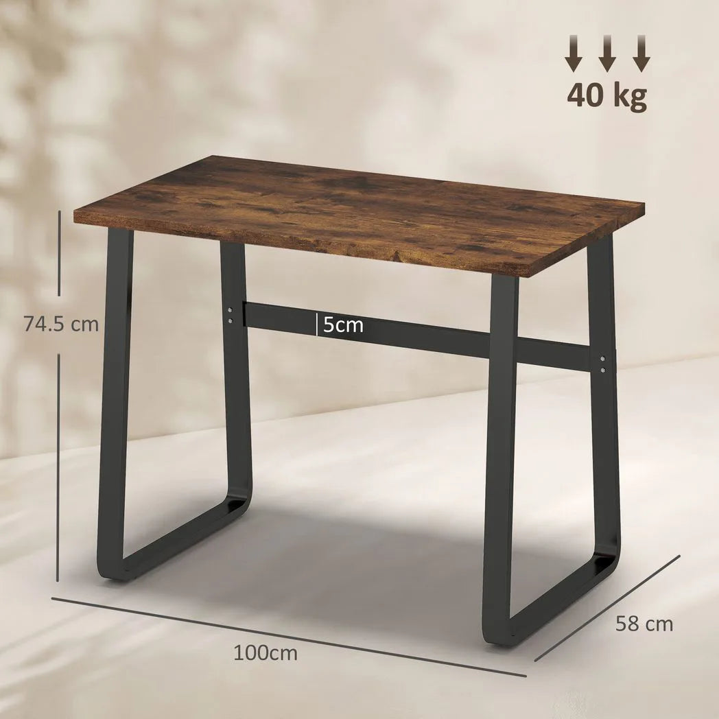 HOMCOM Industrial Writing Desk With Metal Legs, 100 x 58 x 74.5cm, Rustic Brown and Black