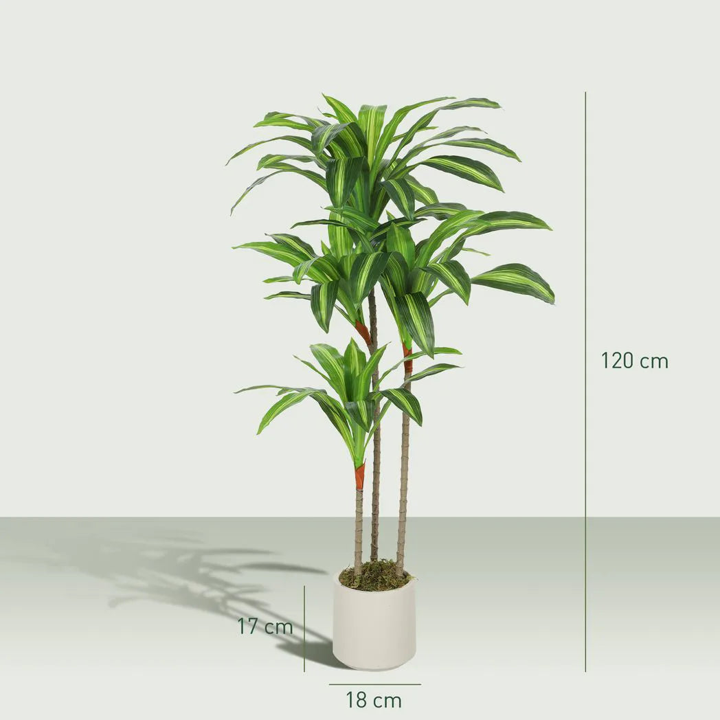 120cm Artificial Dracaena Tree with Bendable Trunks - Green
